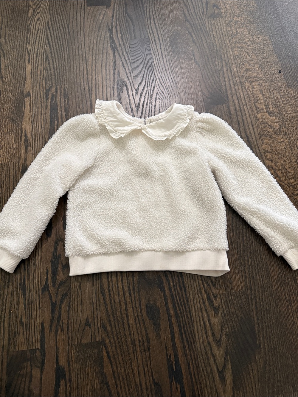 Janie and Jack Cream Sherpa Top with Ruffle Collar